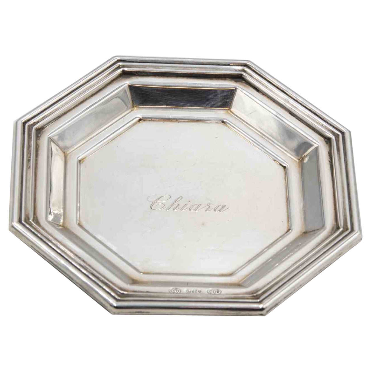 Vintage Silver Coaster with the name "Chiara" Engraved, Italy, Mid-20th Century