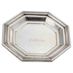 Vieux sous-verre en argent avec le nom de Chiara gravé, Italie, milieu du 20e siècle