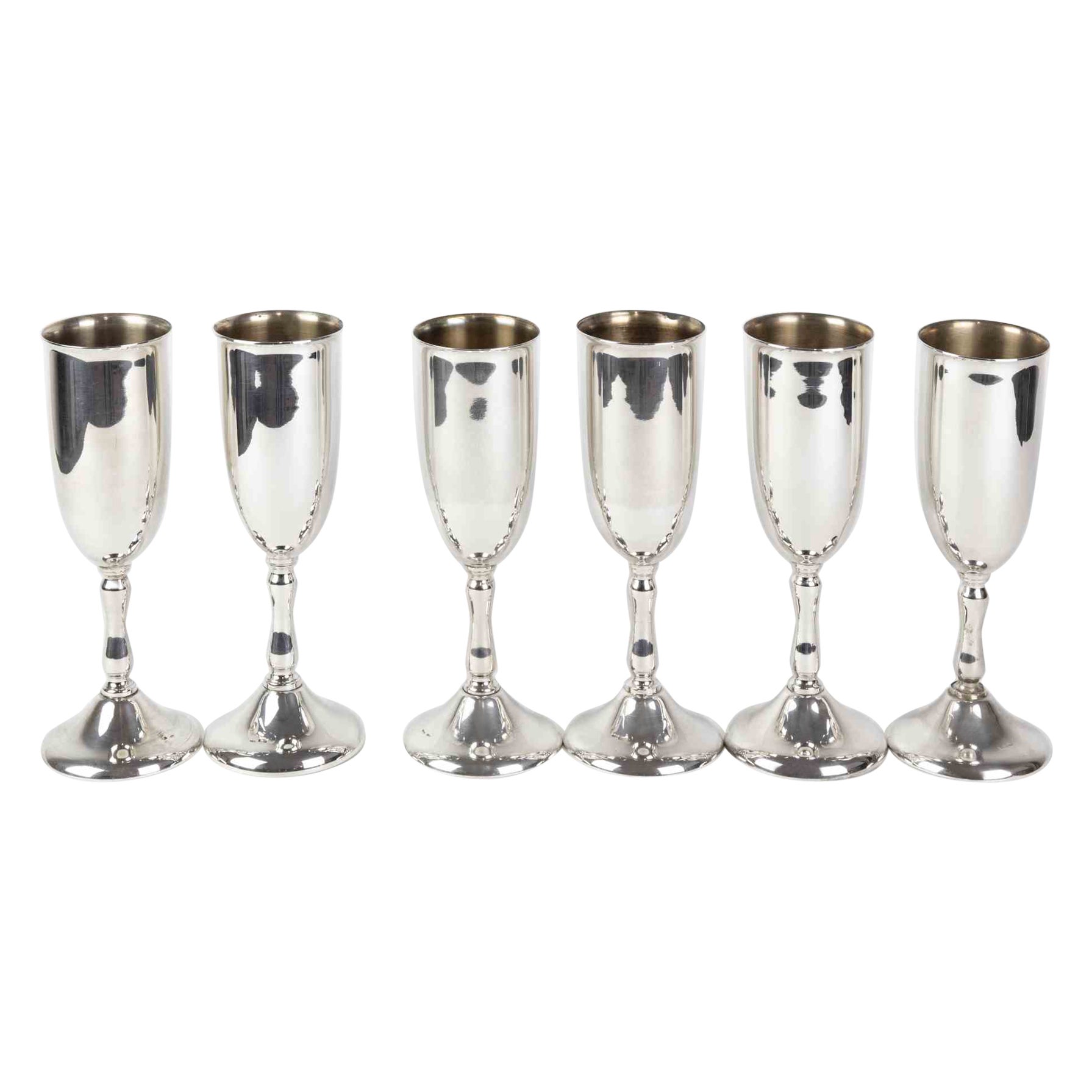 Set of Silver Glasses, Italy, Mid-20th Century