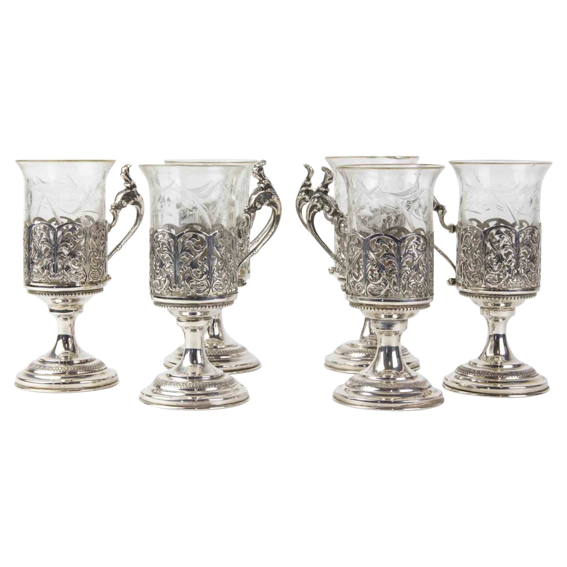 Juego de copas de plata, Italia, mediados del siglo XX