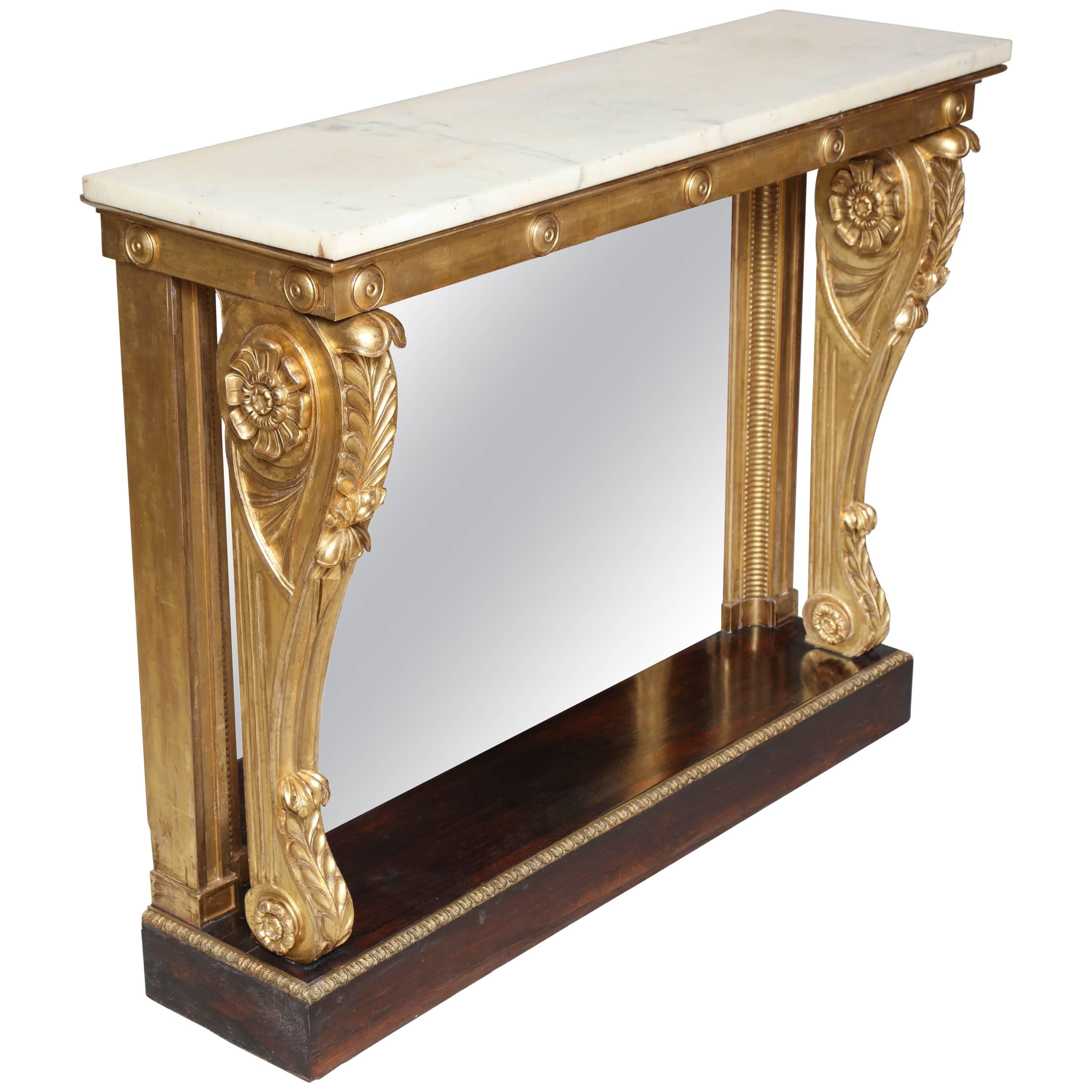 Neoclassical Giltwood and Rosewood Pier Table For Sale