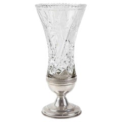 Vintage Silver and Cristal Vase, Italy, Mid-20th Century