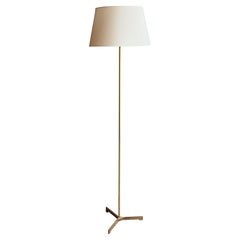 Tripod Base Brass Floor Lamp, Denmark, 1960s