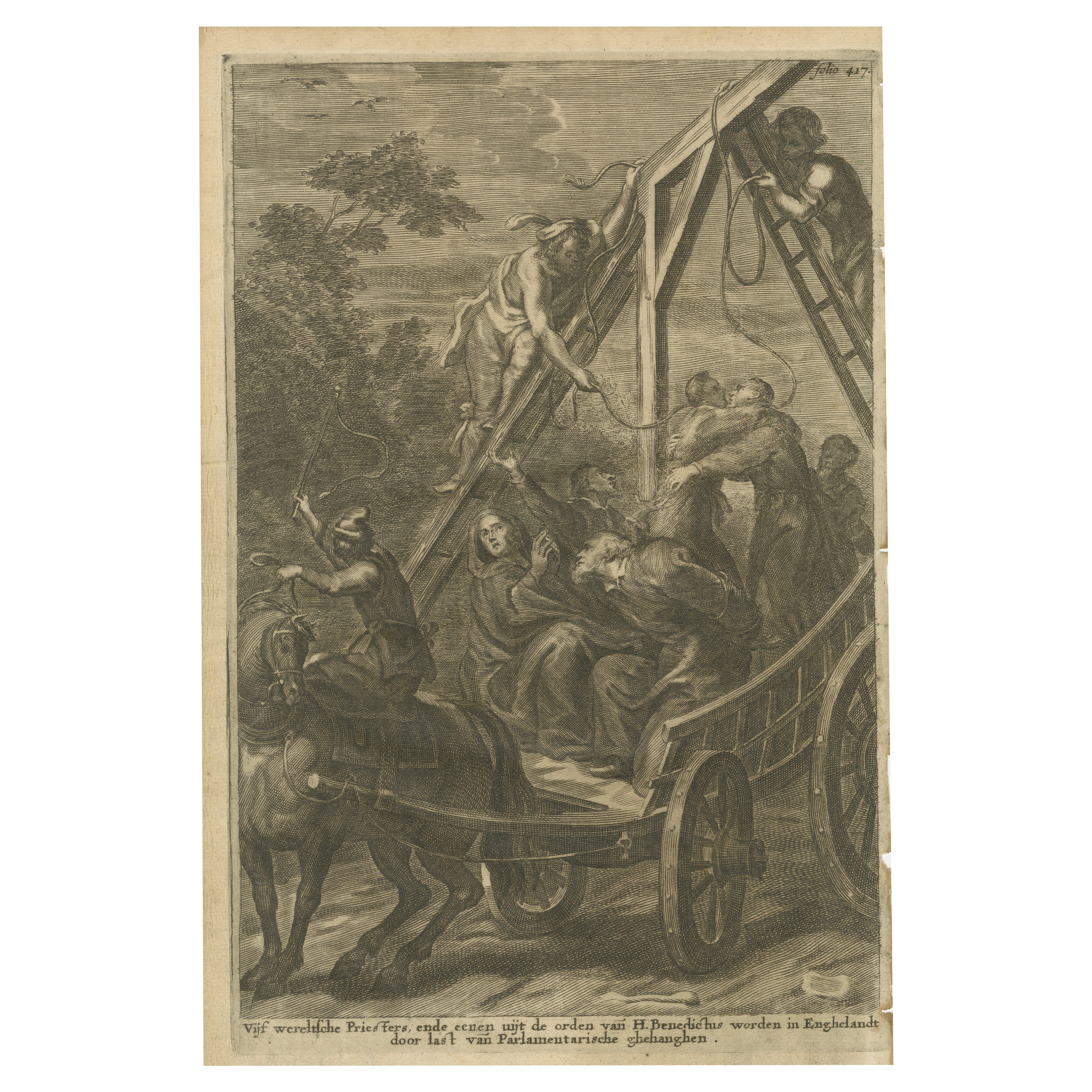El martirio de los sacerdotes seculares y de un monje benedictino por Parlement, c.1680