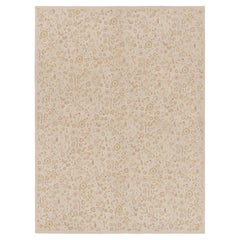 Rug & Kilim’s Tudor Style Rug in White with Beige-Brown Floral Patterns