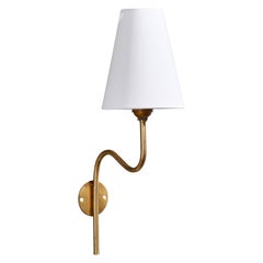Schwedische Designerin, Wandleuchte, Messing, Stoff, Schweden, 1930er Jahre