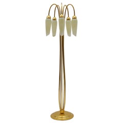 Very Rare Mid-Century Modern Floor Lamp with Five Glass Shades, 1950s Italy