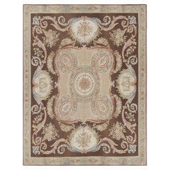 Rug & Kilim's Oversized Aubusson Style Rug in Brown with Medallion and Florals