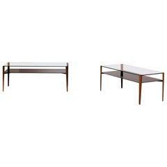 Paar Couchtische von Fontana Arte, Modell 2341, aus Messing und Glas, Italien 1960er Jahre