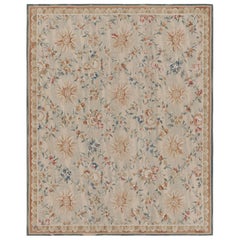 Rug & Kilim’s Aubusson Style Rug in Beige-Cream with Floral Patterns