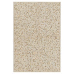 Rug & Kilim’s Tudor Style Rug in White with Beige-Brown Floral Patterns