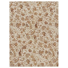 Rug & Kilim’s Tudor Style Rug in White & Cream with Beige-Brown Floral Patterns