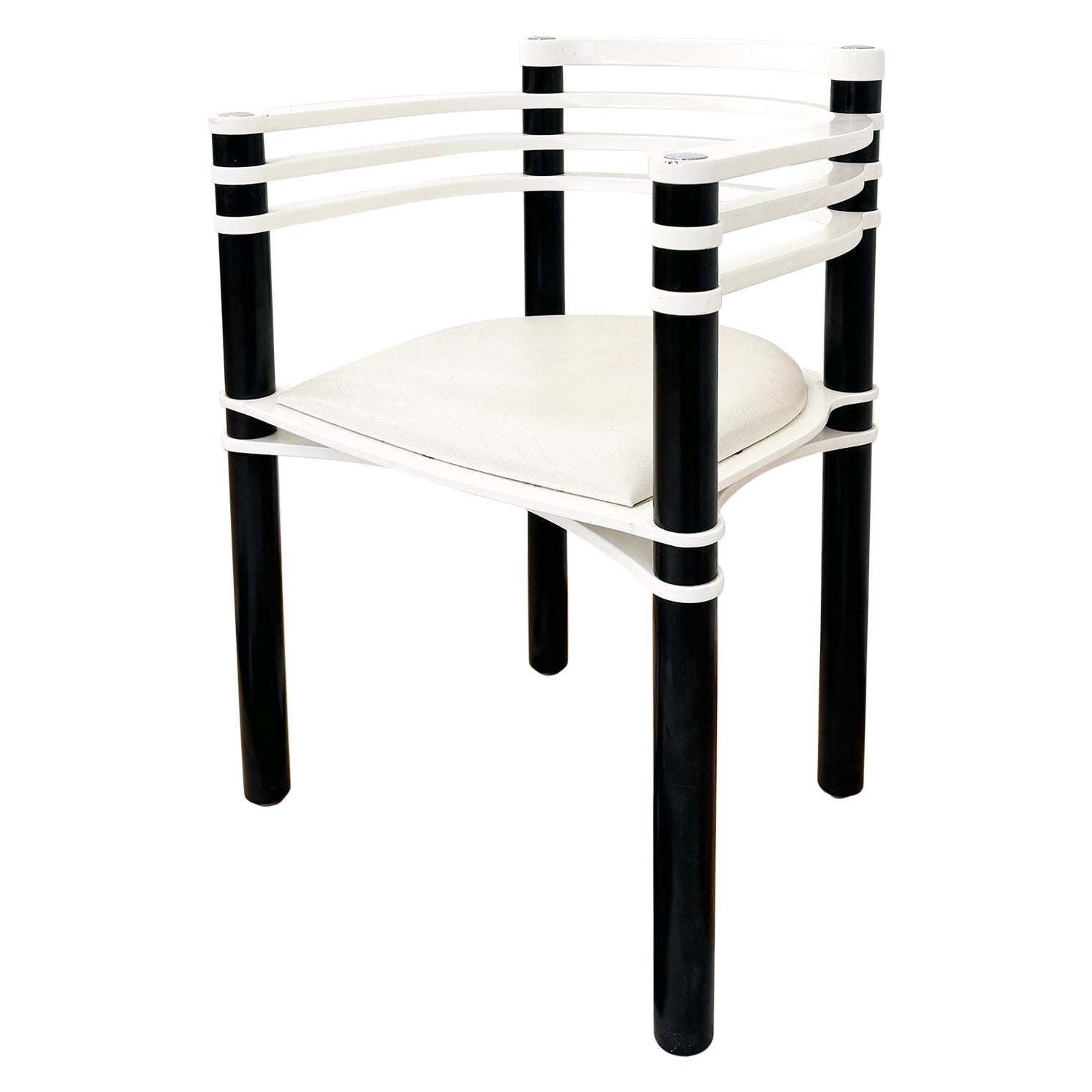 Silla Postmoderna Kurt Thut Dietiker Blanca + Negra, Años 80 - 1 Pieza (5 disponibles)