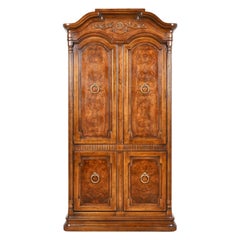 Vintage Drexel Heritage French Regency Louis XVI Carved Burled Walnut Armoire Dresser