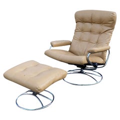 Ekornes Stressless Lounge Chair and Ottoman with new custom upholstery