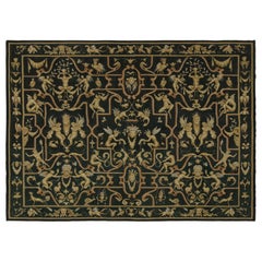 Rug & Kilim’s Tudor Style Flatweave in Black with Gold Pictorial Patterns