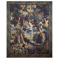19th Century French Jacquard Aubusson Verdure Vertical Landscape Tapestry