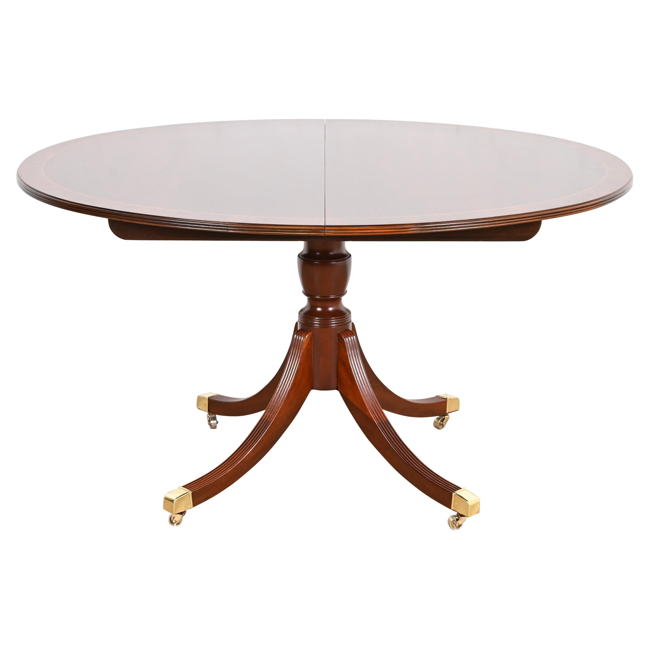 Baker Furniture Mesa de comedor histórica de caoba georgiana con bandas de Charleston