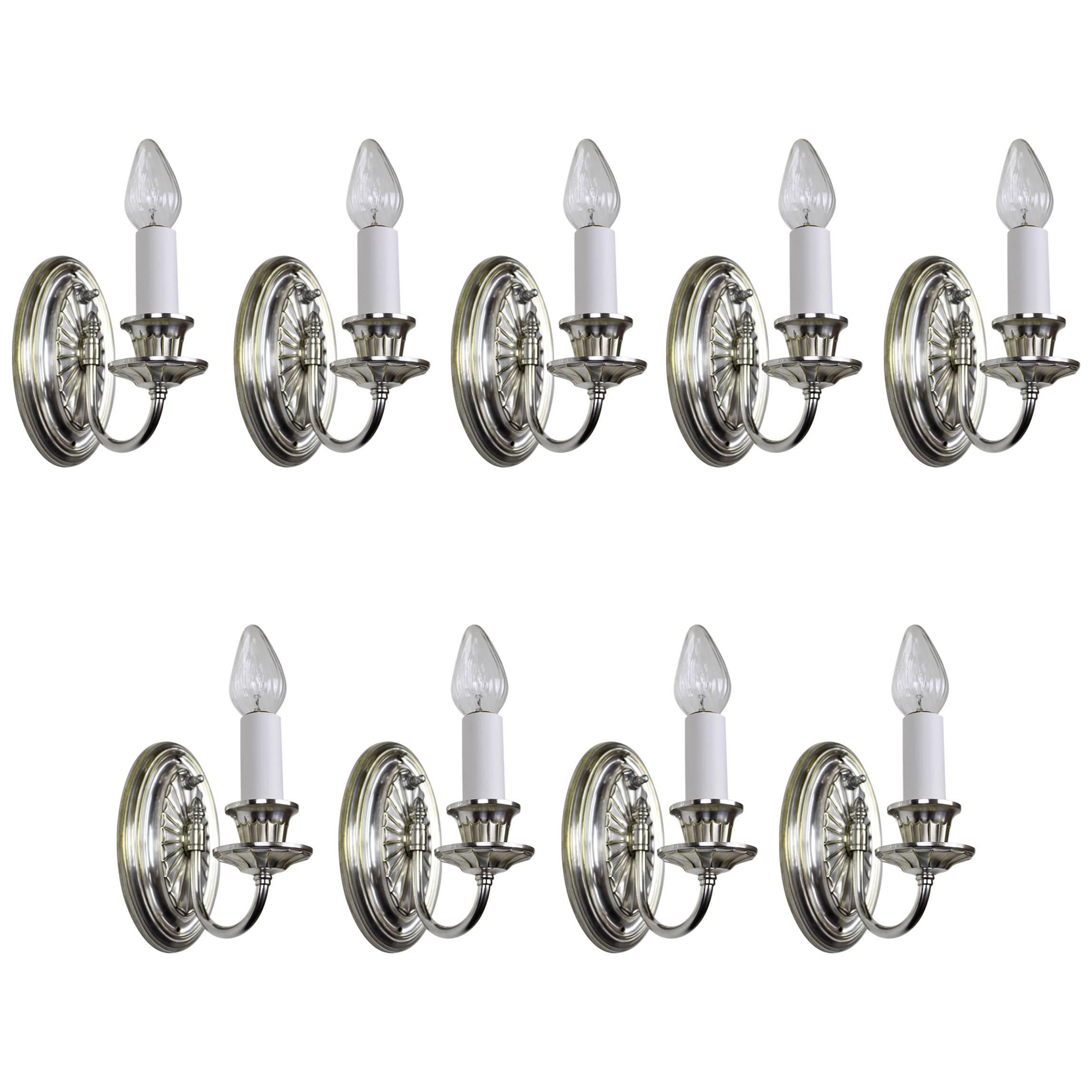 Adam Style Sconces with Restored Silver Plate Finish Quantities Available  For Sale