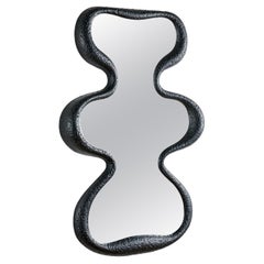 GALA Mirror - Hand finished French Plaster textured curved frame in Nero Black