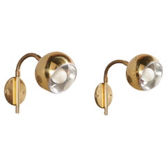 Möllers Elektriska Armatur, Wall Lights, Brass, Sweden, 1970s