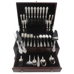 Vintage Rose Point by Wallace Sterling Silver Flatware Set for Eight Service 57 Pieces