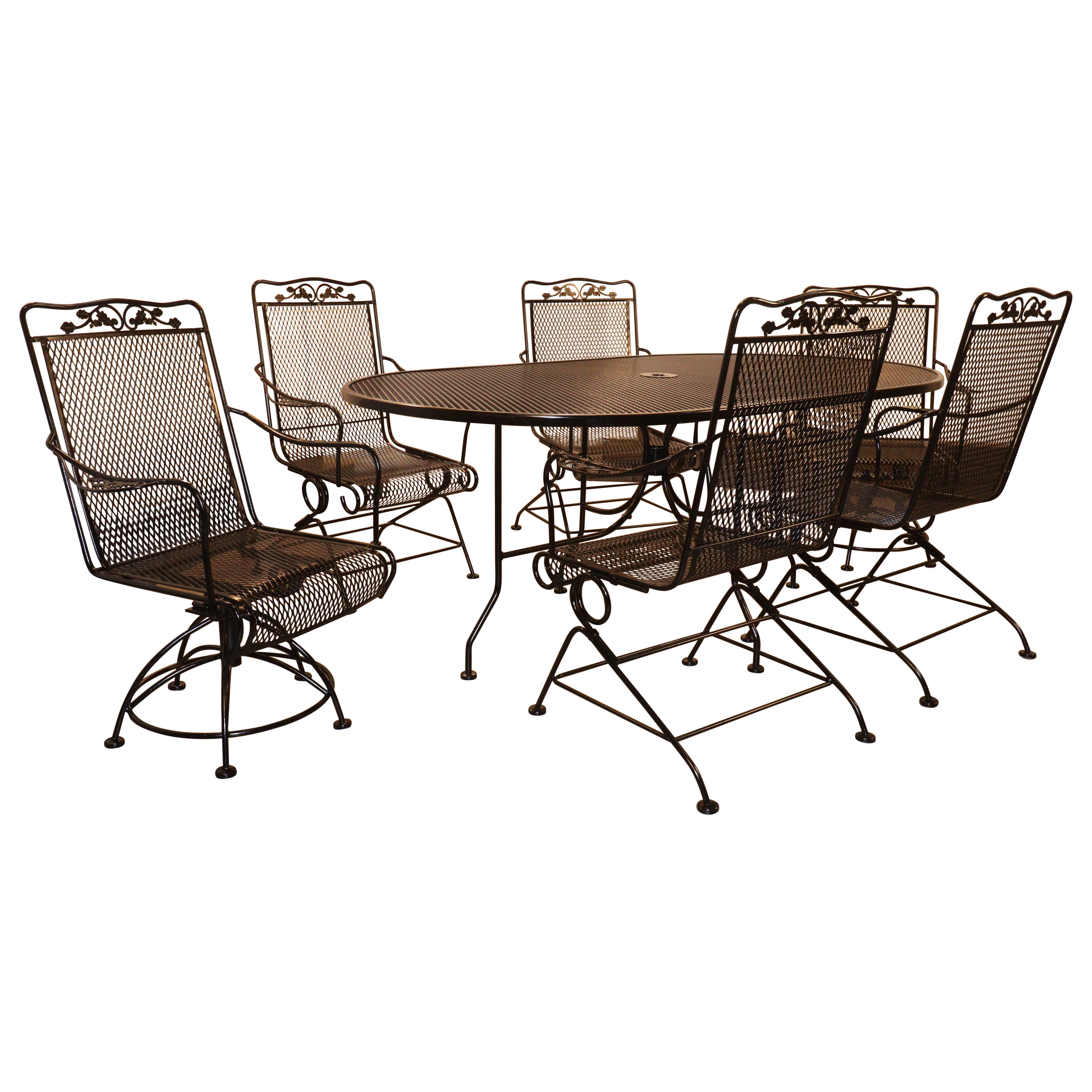 Meadow Craft Eichel und Eiche Blatt Schmiedeeisen Familie Patio Set im Angebot