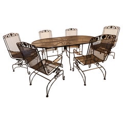 Vintage Scroll Footed Schmiedeeisen Familie Patio Set