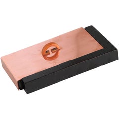 Machine Age Art Deco Asymmetric Covered Box in Copper, Catalin and Lacquer