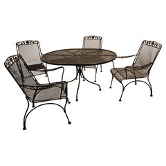 Vintage Flower and Leaf Wrought Iron Dining Set