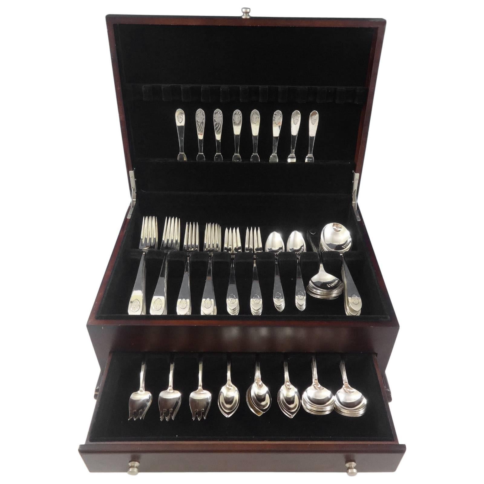 Gorham Plain Sterling Silver Flatware Set Service 102 Pieces, Scarce Pattern! For Sale