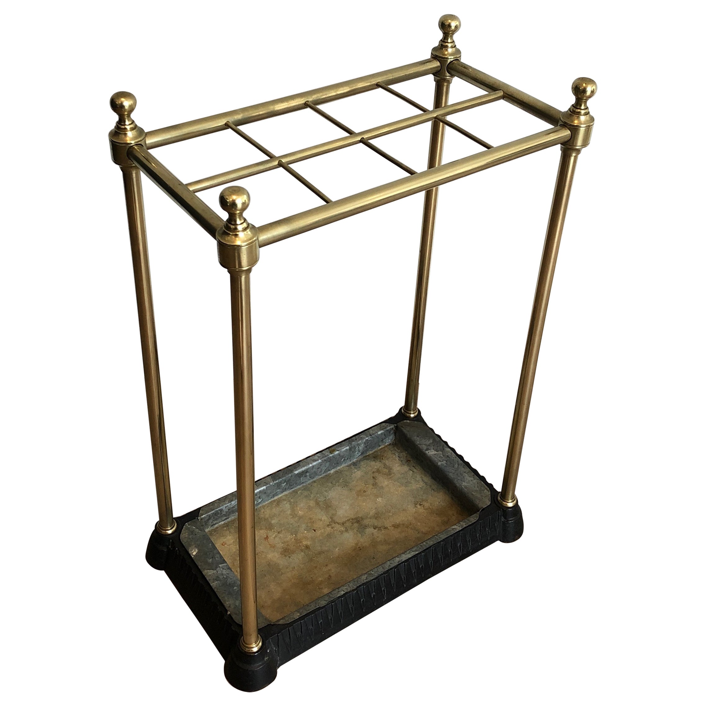 Rectangular Brass and Cast Iron Umbrella Stand. French Work. Circa 1900