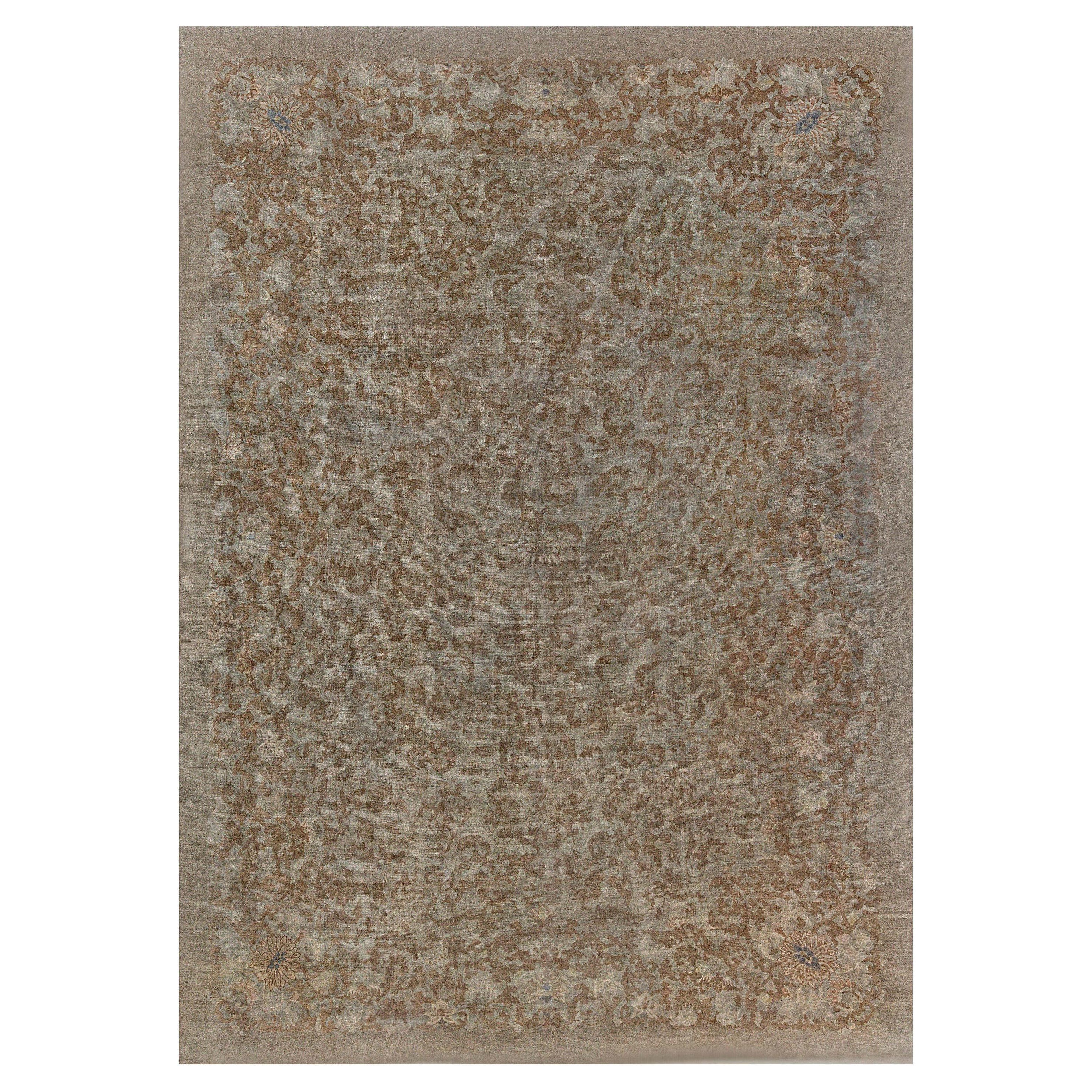 Doris Leslie Blau Midcentury Chinese Brown Handmade Wool Rug