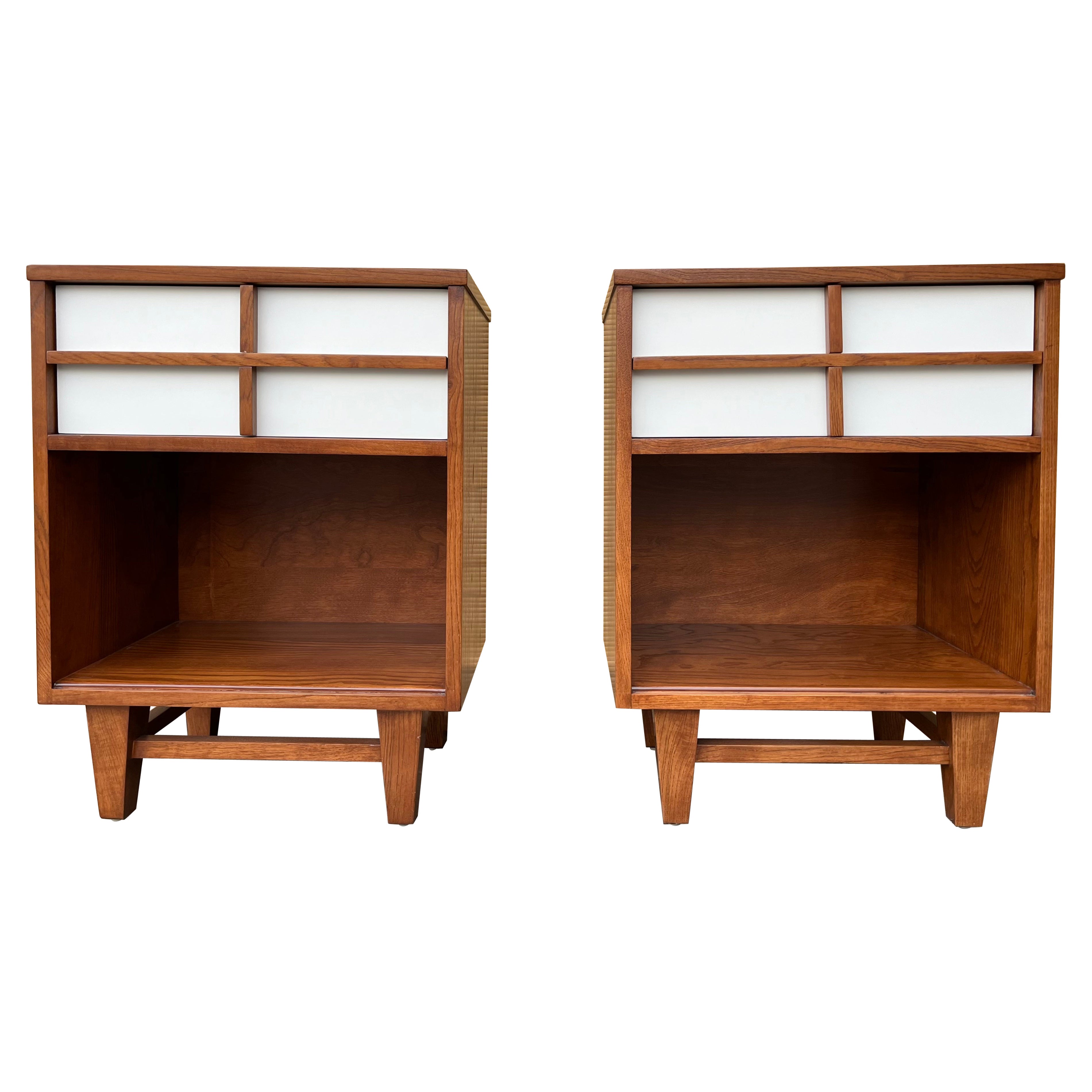 A Pair of Fully Refinished Mid Century Modern Nightstands. Circa 1960s For Sale