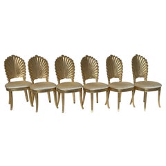 Set of Six Gold Leaf Grotto Shell Back Chairs