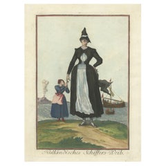 1703 Copperplate Engraving of a Dutch Seaman’s Wife in Traditional Costume