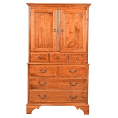 Vintage Georgian English Country Solid Birch Gentleman's Chest or Linen Press