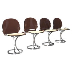 Vintage Set of Stunning Metal and Lucite Dining Chairs by Maison Rinck, France 1973