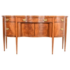 Baker Furniture Hepplewhite Flame Mahogany Serpentine Front Sideboard Credenza