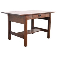 Gustav Stickley Mission Arts & Crafts Escritorio o mesa de biblioteca de roble