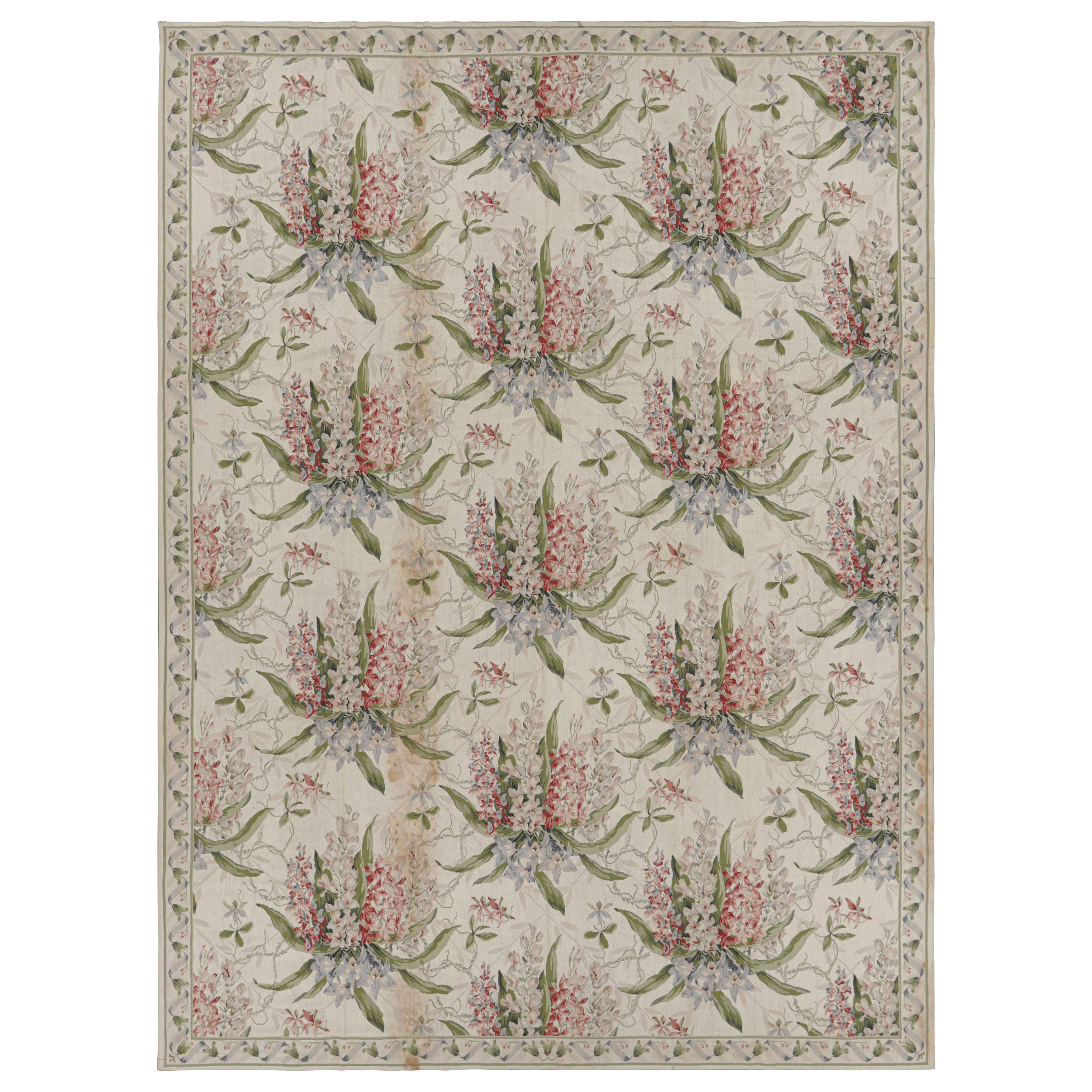 Rug & Kilim’s Tudor Style Rug in White and Cream with Floral Patterns