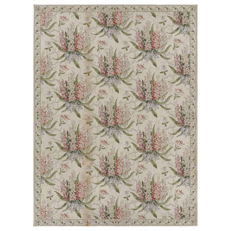 Rug and Kilim’s Tudor Style Rug in White and Cream with Floral Patterns ...