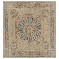 Rug & Kilim's Oversized Aubusson Style Rug in Gold & Beige with Floral Medallion