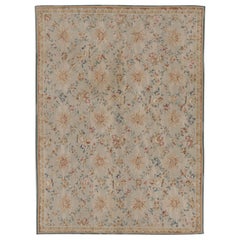 Rug & Kilim’s Aubusson Style Rug in Beige-Cream with Floral Patterns