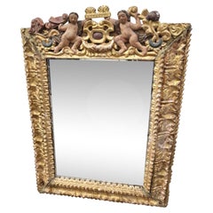 Mexican Gilded Carved Wood Mirror, 17th/18th Century
