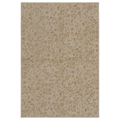 Rug & Kilim’s Tudor Style Rug in White with Beige-Brown Floral Patterns