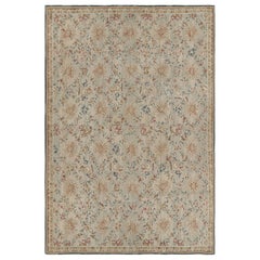 Rug & Kilim's Oversized Aubusson Style Rug in Beige-Cream with Floral Patterns