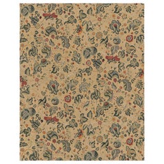 Rug & Kilim’s Tudor Style Rug in Cream with Teal Floral Patterns