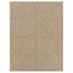 Rug & Kilim’s Tudor Style Rug in White with Beige-Brown Floral Patterns