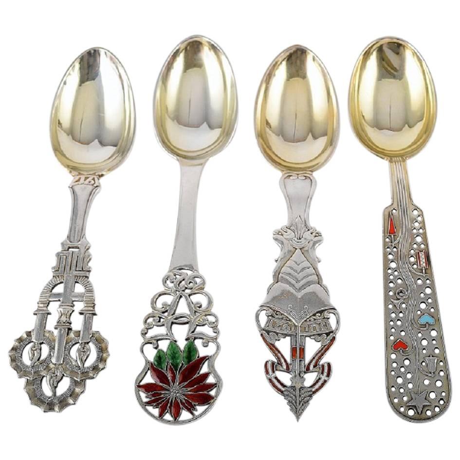 Anton Michelsen Christmas Spoons in Sterling Silver, 1917-1939